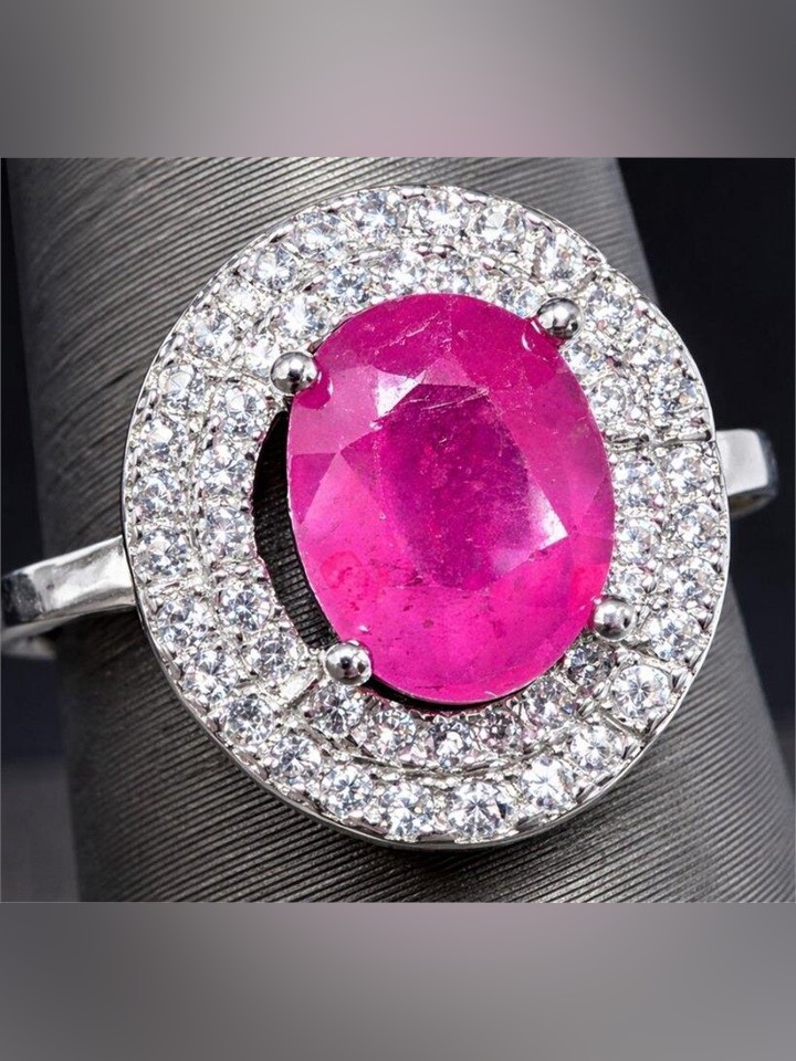 2ct Oval Ruby Halo Ring